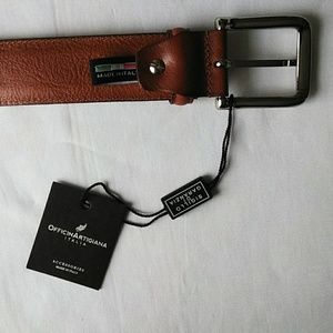 OFFICINA ARTIGIANA Men/'s Black Leather Dress Belt Sz 34 36 38 40 Made In Italy